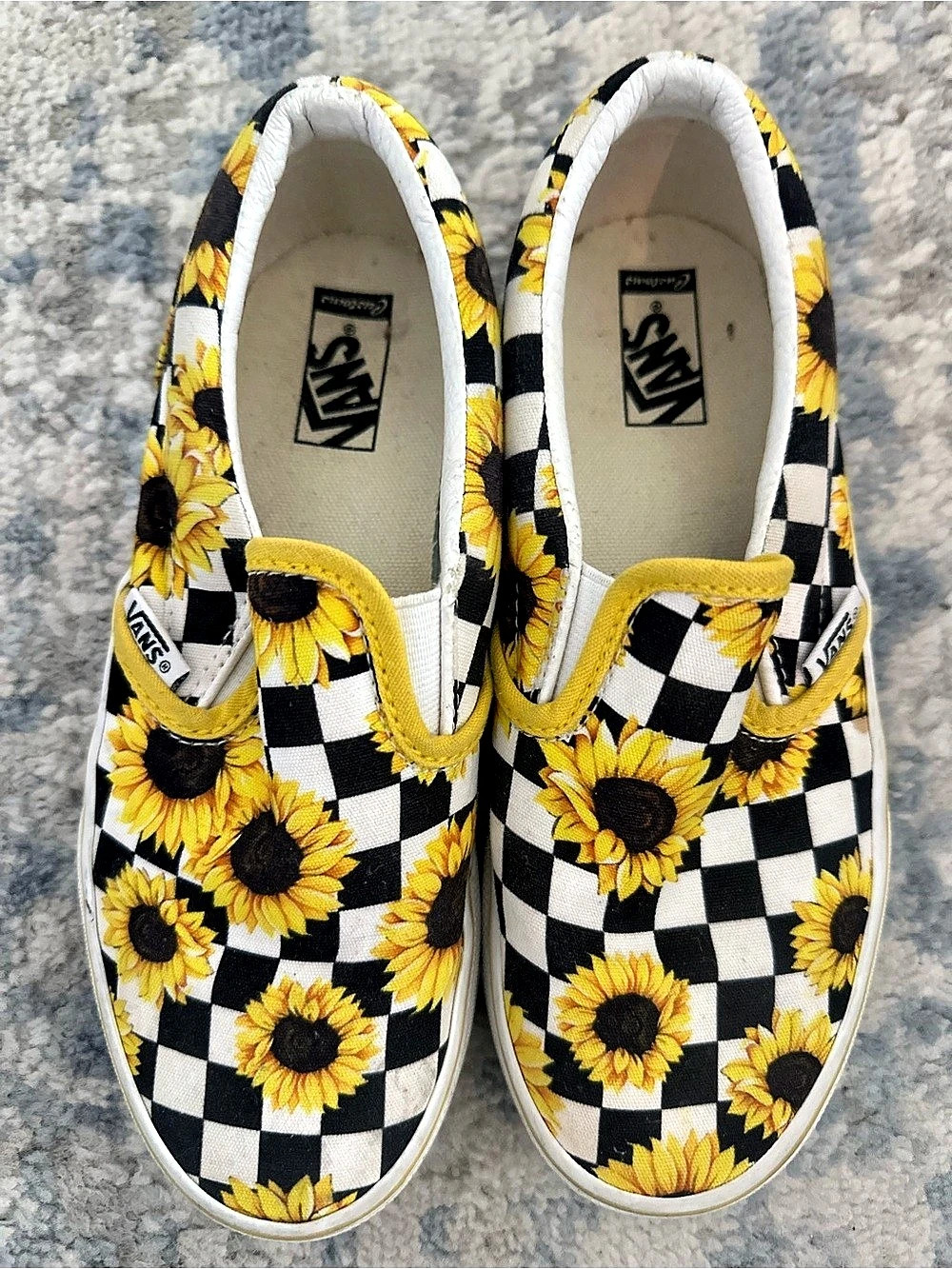 Vans Classic Slip-On Checkerboard Sunflower Sneakers US 2.5